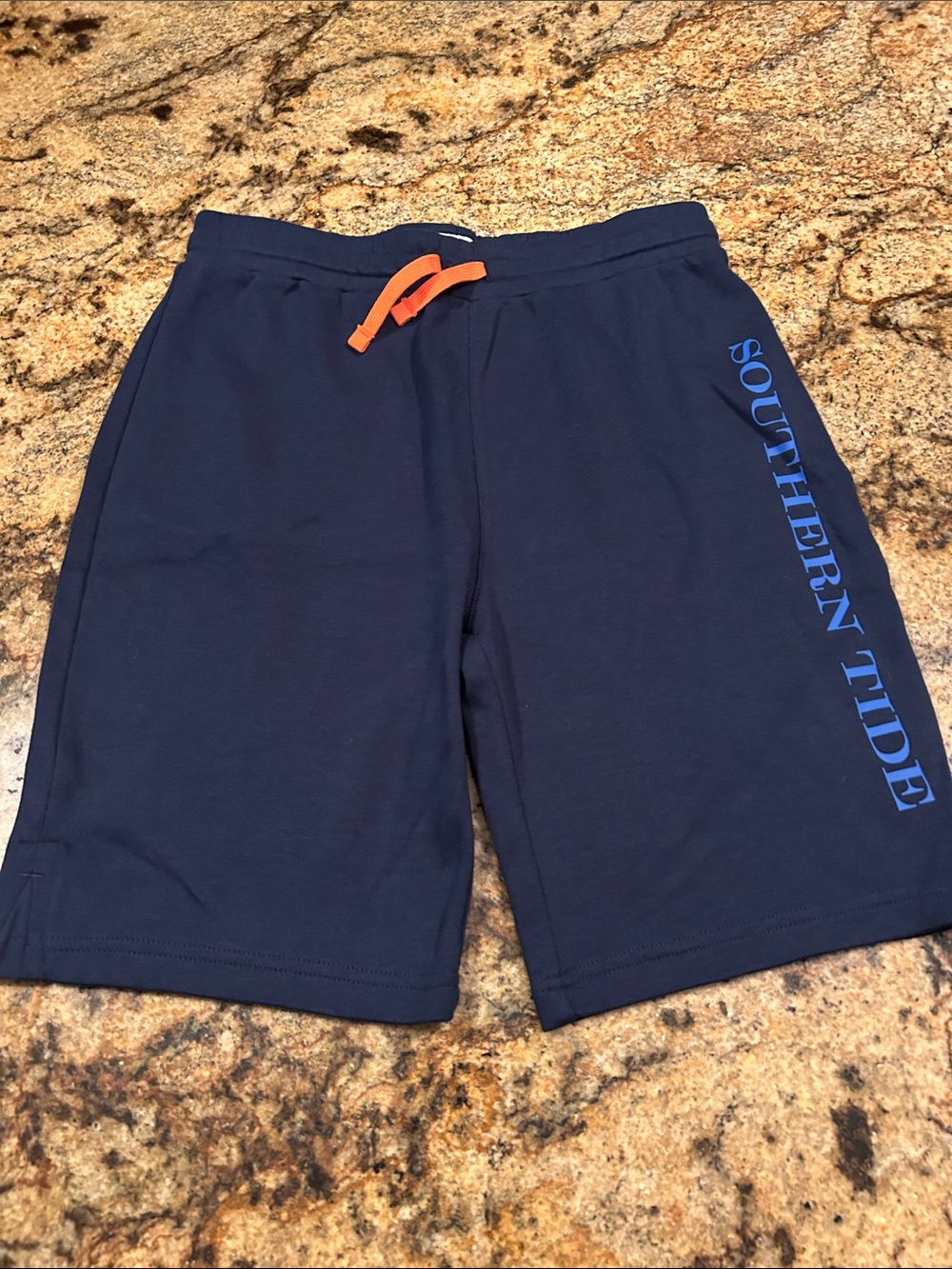 Southern Tide Navy Athletic Shorts with Orange Drawstring